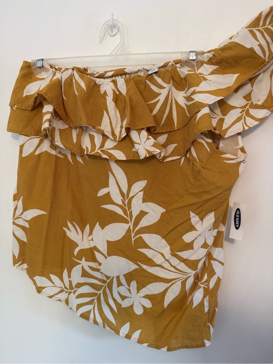 Old Navy Tops - NWT Old Navy Mustard Floral One-Shoulder Ruffle Top size large